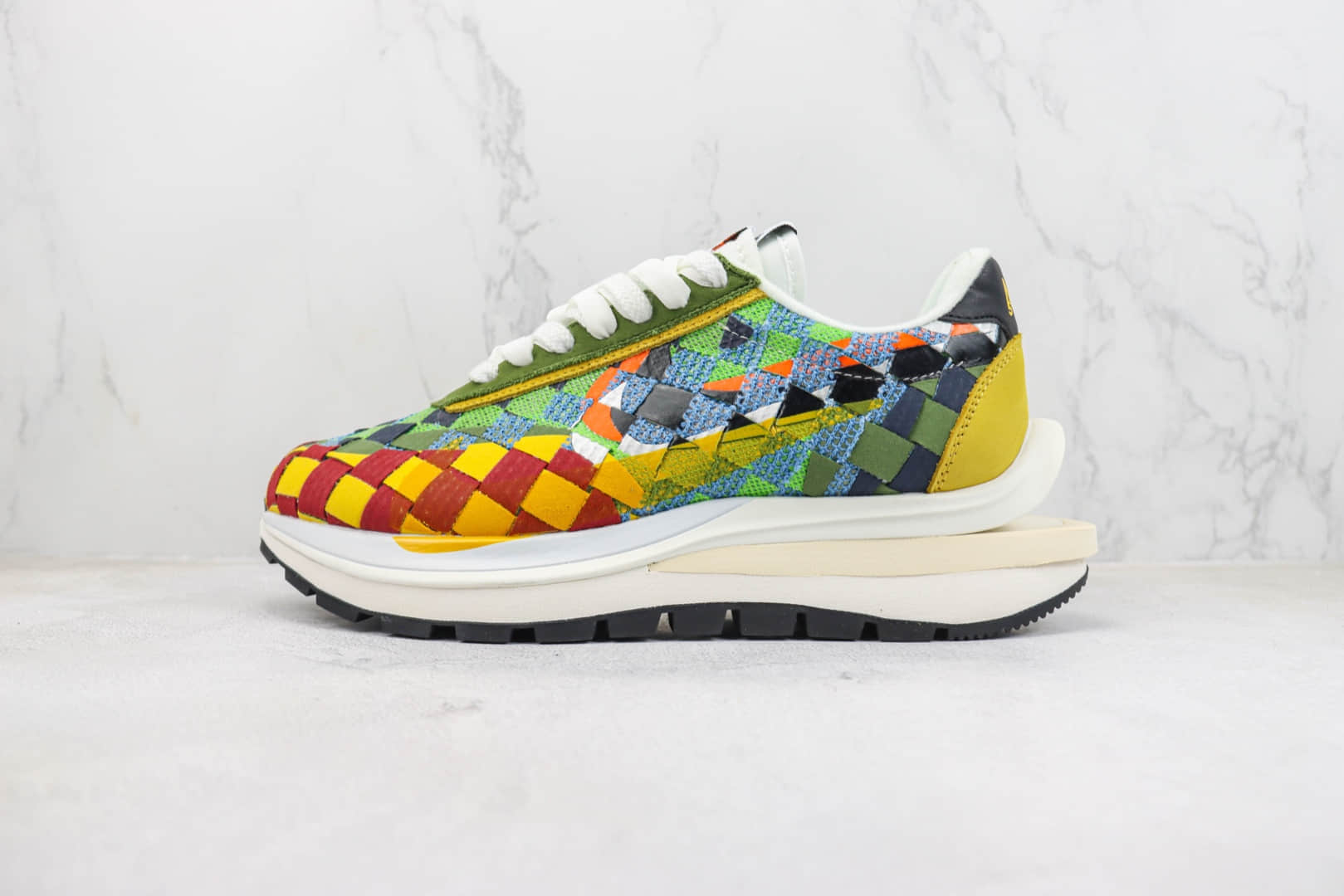 耐克Sacai x Nike Waffe Woven“Green Gusto”纯原版本Sacai联名绿彩棋盘格编织解构华夫鞋 莆田耐克工厂 (ID:99968) - 图片1