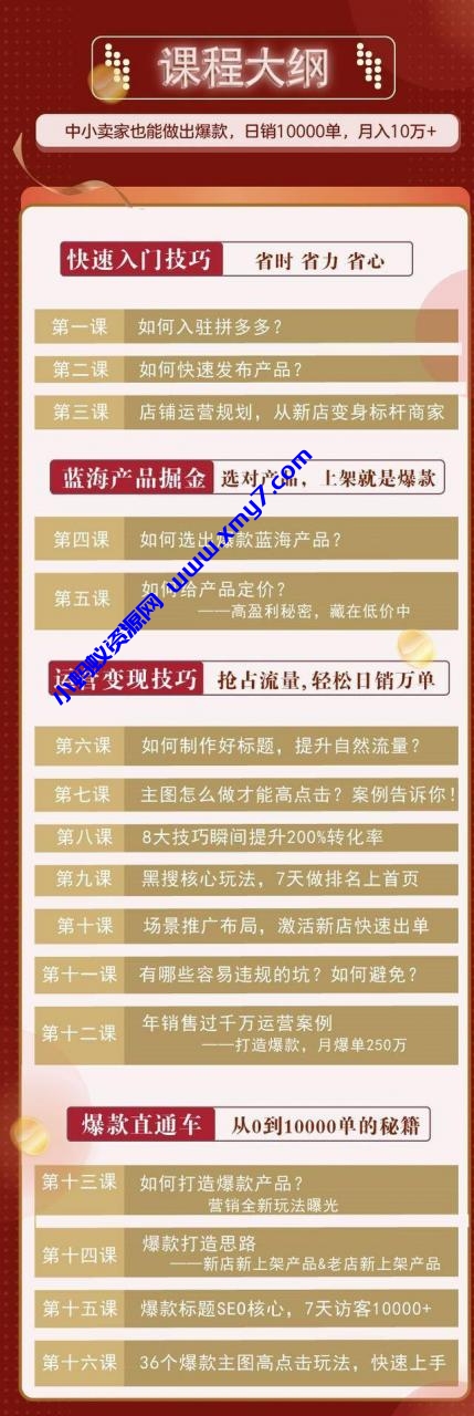 拼多多爆款实战攻略：中小卖家也能做出爆款，日销10000单 月入10w+ - 图片1