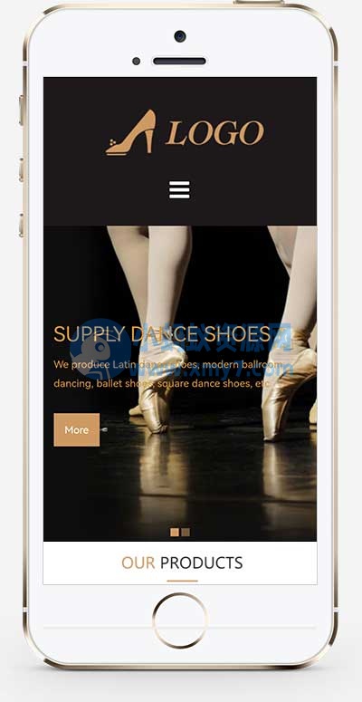 (自适应手机端)英文外贸拉丁舞鞋鞋类网站源码 芭蕾舞鞋网站pbootcms模板 - 图片1
