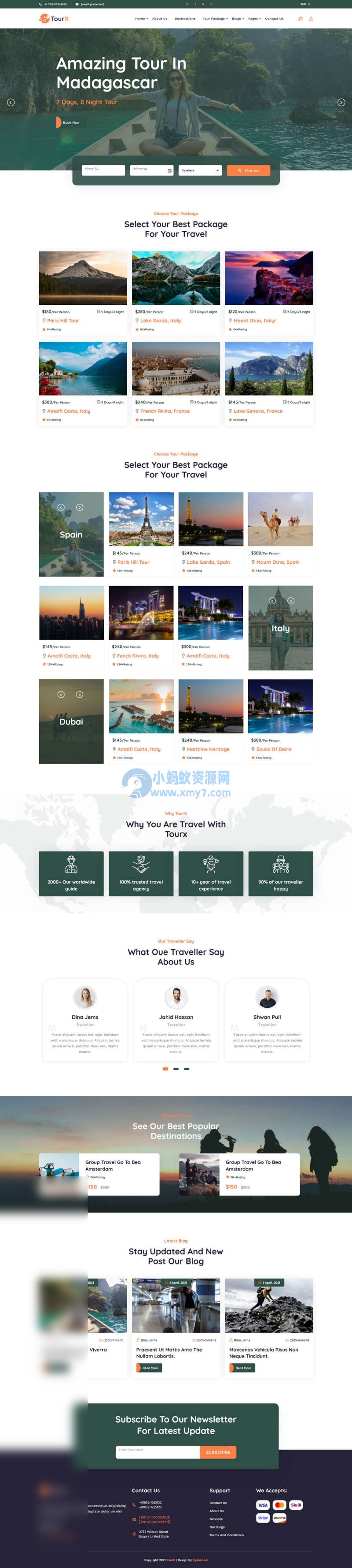 大气的旅游套餐服务HTML5网站模板 - 图片1