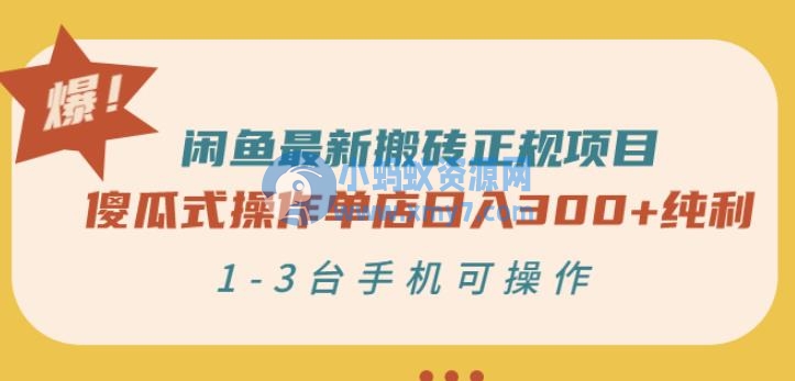 闲鱼最新搬砖正规项目：傻瓜式操作单店日入300+纯利，1-3台手机可操作 - 图片1