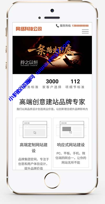 (自适应手机端)响应式高端网络公司网站源码 网站建设类pbootcms模板 - 图片1